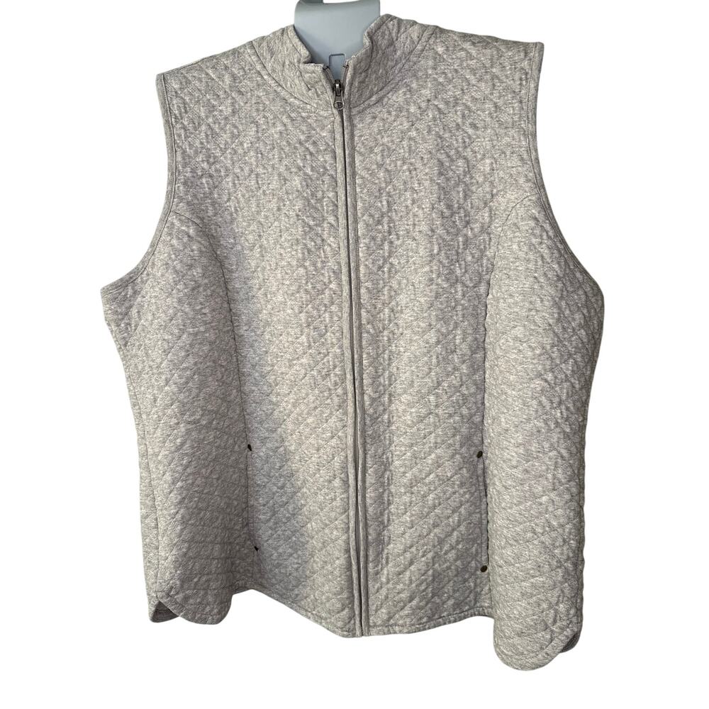 Kim Rogers Thin Puffer Vest Gray Plus 1X Quilted